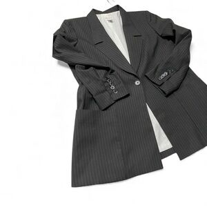 Chico’s Long line one button blazer pinstripe career office size (Chicos 1 ) 8/M